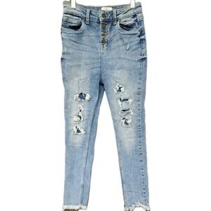 True Craft Girls Distressed High Rise Skinny Denim Jeans Size 12